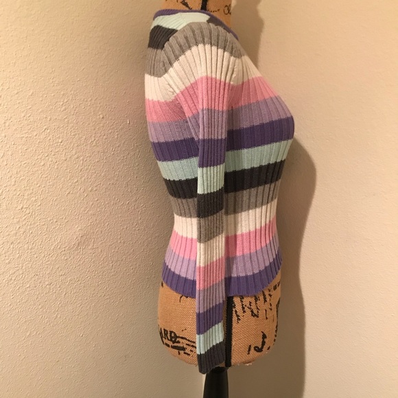 No Boundaries Striped Ribbed Long Sleeve Crew Neck Sweater- S - Picture 7 of 14